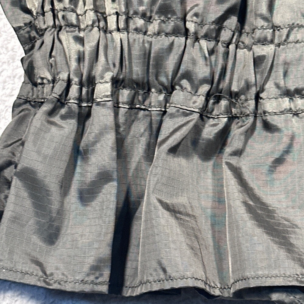 Free People‎ Peplum Windbreaker Jacket Womens XS Olive Green Ripstop Hooded - Picture 13 of 14